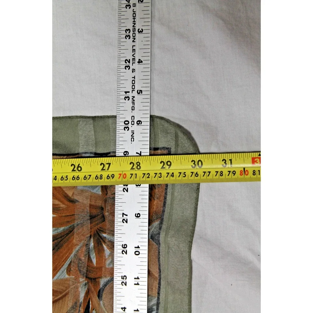 Tiger Sheer Square Scarf Jungle Animal Print Gray Brown Green 30x30 Chiffon